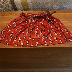 A-line bird print skirt
